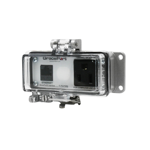 Tomas de seguridad con puertos RJ45, CAT5 y 120VAC | P-R2-F3R0