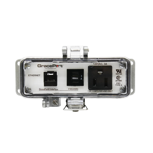 Tomas de seguridad con puertos RJ45, CAT5 y 120VAC Breaker 3A | P-R2-H3R3