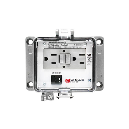 Tomas de seguridad con puertos RJ45, CAT5 y 120VAC cierre tipo prensa de 304 SST | P-R2-K3RF0