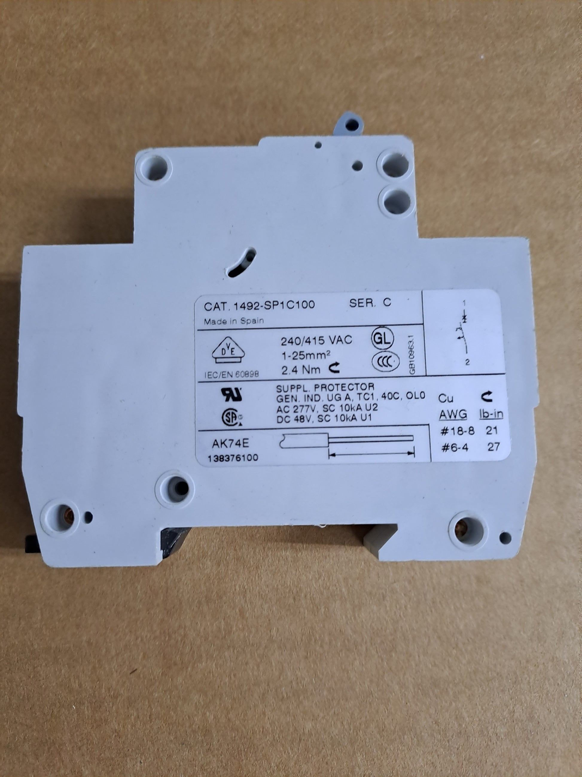 Breaker IEC suplementario Curva C Polo 10 Amp | 1492SP1C100
